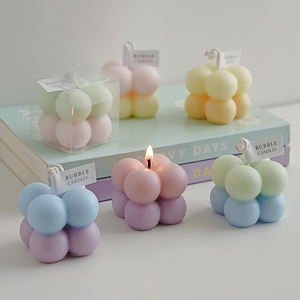 Bougie parfumée artisanale en forme de cube à bulles, décoration d'intérieur, cadeau pour les mariages, les anniversaires et les fêtes, vente chaude - Product Image 3