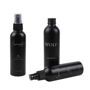 Nouveau flacon cosmétique en aluminium noir frangé, vente en gros, 100ml 150ml 200ml 250ml