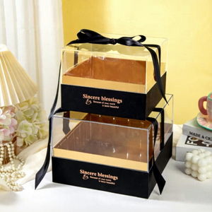 Luxury Square Clear Acrylic Wedding Candy Favors <strong>Gift</strong> <strong>Box</strong> with Ribbon - Product Image 2