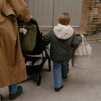 Sac de rangement portable pour couches, organisateur suspendu pour poussette, pour les voyages, parents, rayures neutres, sac pour poussette