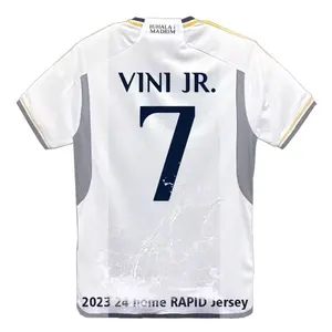 Kaus sepak bola retro futbol pakaian sepak bola versi penggemar madrids maillot de foot vini real 7 madrid kaus 2024 25 reales madider