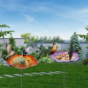 Thân Thiện Với Môi Ngoài Trời Hướng Dương Sắt Kim Loại Cổ phần <span class=keywords><strong>Bird</strong></span> Trung Chuyển Hình Dạng Hoa <span class=keywords><strong>Bird</strong></span> Tắm Trung Chuyển Cho Ngoài Trời Vườn - Product Image 4