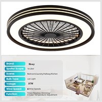 Lampu Kipas Plafon Kamar Tidur Modern Elegan 6-Kecepatan 8 Bilah Motor DC LED Dapat Diredupkan Remote Control Profil Rendah Senyap