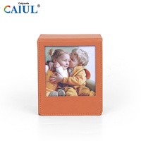 Boîte de rangement portable haut de gamme en PVC intégrée pour album photo, grande capacité, avec couverture en cuir et impression de logo