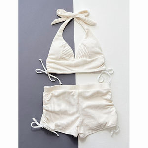 Элегантный сексуальный 2024 женский однотонный купальник с галстуком-бабочкой, треугольная полоса, бикини, пляжная одежда и бикини, одежда - Product Image 3