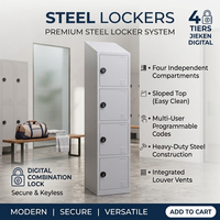 Armoire de rangement compacte à quatre portes avec toit incliné, design de rangement pour le personnel, casiers métalliques avec serrures individuelles pour le bureau, l'école, la salle de sport
