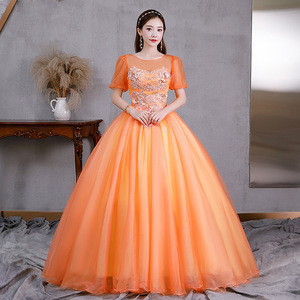 Evening Gown Ball Gown O-Neck Chiffon Empire Waist Candy Color Women's Dress - Product Image 1