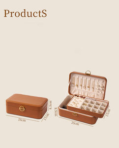 Wholesale Simple Luxury Personalized Logo Elegant <b>Key</b> <b>Lock</b> Double Layers Pu Leather Jewelry <b>Storage</b> <b>Box</b> Case for Women Girls - Product Image 6