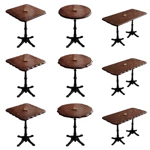 Mesa de Bar Cuadrada de Madera Maciza Estilo Americano Vintage con Estructura Metálica y Sillas Personalizables para Uso Comercial en Restaurantes - Product Image 1