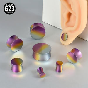 G23 سدادات أذن مزدوجة مضيئة صلبة من التيتانيوم تمتد بمقاييس أذن مطلية بالذهب وموسع بألوان متدرجة ثقب حفلات الزفاف - Product Image 5