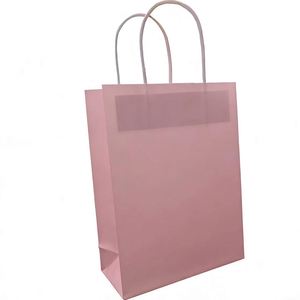 Bolsas de Papel Kraft Rosa Personalizables con Asas Retorcidas para Compras, Regalos Navideños y Artículos Alimenticios - Product Image 1