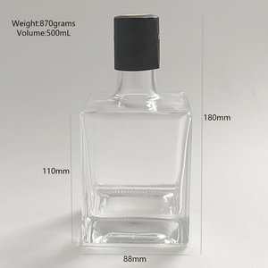 500ml paroi épaisse 850 grammes impressions personnalisées rectangle silex verre bouteilles vides avec <span class=keywords><strong>bouchon</strong></span> en liège pour vin de liqueur - Product Image 4