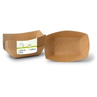 Barquettes en carton brun de 13,5 x 9,5 x 3,5 cm, 200 ml, pour snacks, restauration rapide et services de livraison à emporter.