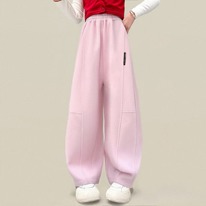 Pantaloni Scimitar a Gamba Larga in Cotone Elasticizzato per Ragazze, Casual, per la Scuola, Lunghi, Rivestiti in PU, Nuova Collezione Primavera - Product Image 3