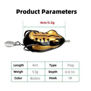 Señuelo Blando de PVC Thunder Frog de 4cm/5.5g con Lentejuelas para Pesca en Agua Dulce (Ríos y Lagos) - Cebo de Superficie con Anzuelos - Product Image 4