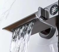 Mitigeur numérique chaud/froid avec affichage, système de douche à deux fonctions, ensemble de robinetterie de douche murale à jet carré
