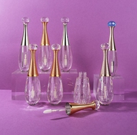 Tubes à gloss vides de luxe en forme de bulbe avec diamant sur le dessus, 2,5 ml, couleurs personnalisées, matériau PETG, bouchon à vis, rouge à lèvres liquide, sérigraphie
