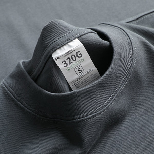 T-Shirt 320g a tracolla con Logo personalizzato maglietta di alta qualità Streetwear da uomo Oversize T-Shirt in cotone semplice e pesante T-Shirt da uomo - Product Image 1