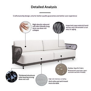 Set di Divani in Rattan Intrecciato Resistente ai Raggi UV <span class=keywords><strong>e</strong></span> Impermeabile per Esterni con Tavolino da Caffè per Giardino, Patio <span class=keywords><strong>e</strong></span> Terrazza - Product Image 1