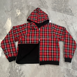 반전 착용 지퍼 업 사용자 정의 남성 뒤집을 수 격자 무늬 까마귀 - Product Image 3