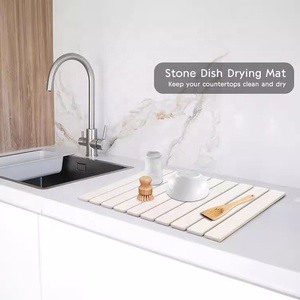 Grand tapis de séchage de vaisselle en pierre super absorbant pour comptoir de cuisine à séchage <span class=keywords><strong>rapide</strong></span> tapis de terre de diatomées pliables séchage de vaisselle en plastique - Product Image 5