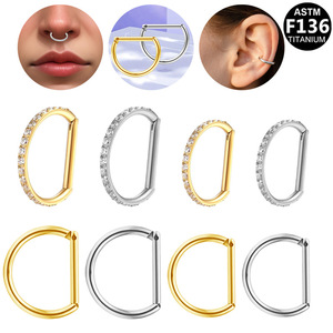 Anneau de nez en alliage de titane en forme de D avec zircone G23, bijou de piercing tendance pour usage quotidien - Product Image 5