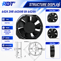 Ventilateur axial 6424 DC 24V 172mm à haut débit d'air 241CFM avec roulement à billes pour remplacement de ventilation de module onduleur et armoire