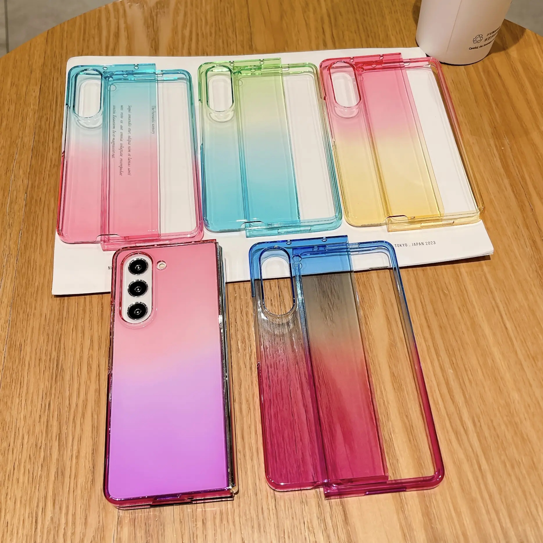 Gradiënt Clear Kleurrijke Transparante Slanke Beschermende Telefoon Case Voor Samsung Galaxy Z Fold 5 4 3 Verse Kleur Cover Shell