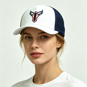Laser Perforated 5-Panel Sport Baseball Cap 3D Embroidery Breathable Canvas Mesh Panel Snapback <b>Hat</b> Unisex Custom Logo Wholesale - Product Image 1