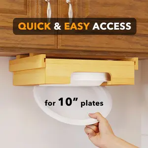 Bamboo Wooden Plastic Disposable Paper Plate Holder Dispenser