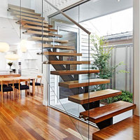 Moderne USA Kanada Standard Metall Holz Indoor Gerade Treppe Stahl Wirbelsäulen balken Floating Solid Design für Küche für Villa