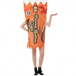 Siap untuk dikirim Bodysuit Cosplay dewasa pakaian lucu mentega kacang coklat untuk pesta kostum Halloween pakaian terinspirasi permen - Product Image 2