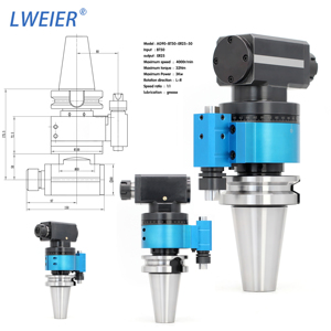 Cabezal Angular Extendido LWEIER AG90-BT50-ER25-50 para Fresado Lateral, Taladrado y Roscado en Centros de Mecanizado - Product Image 2