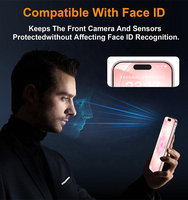 Protection d'écran anti-espion à 360 degrés en verre trempé 4 directions avec fonction anti-poussière automatique pour iPhone 17 16 15 14 13