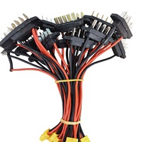 موصل XT60 مع كابل أحمر وأسود 14AWG، النهاية الأخرى تحتوي على 5 أطراف توصيل لكابل بطارية Kugoo V5، بطول 155 مم