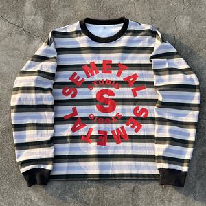 Camiseta de Cuello Redondo de Diseñador de Alta Calidad, Camiseta de Algodón Grueso a Rayas, Camiseta de Manga Larga con Estampado, Fabricante de Camisetas - Product Image 1