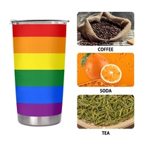 Gobelet isotherme en acier inoxydable 20 oz personnalisé sur le thème arc-en-ciel gay pour les longs trajets en voiture, la plage et le camping en plein air