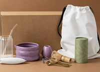 Ensemble de matcha de style japonais, coffret cadeau élégant, comprend un bol en céramique Chawan, un support pour Chasen, un fouet en bambou