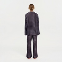 Ensemble de pyjama rouge à pois pour femmes, col à revers, manches longues, pantalon boutonné, vêtements de nuit pour femmes, vêtements de maison