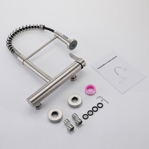 Stainless Steel Kitchen Faucet Wall <b>Mounted</b> Pull Out <b>Spray</b> Single Handle Modern Design YQ20020F - Product Image 2