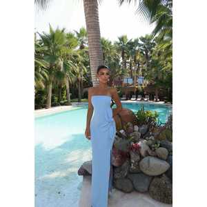 Robe de bal sans bretelles Blue Daysi pour femme, taille empire, silhouette fourreau évasée, dentelle et perles, pour soirée, taille XL, longueur ras du sol - Product Image 1