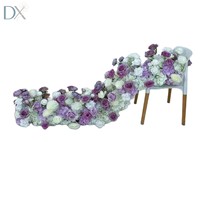 Guirlande de fleurs artificielles blanches et violettes pour centre de table de mariage, toile de fond, vente en gros