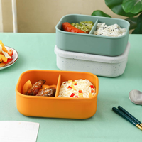 Boîte à lunch empilable de qualité alimentaire avec 4 compartiments, capacité de 400 ml, gris clair, anti-fuite, fermeture à 4 points W-Sealed