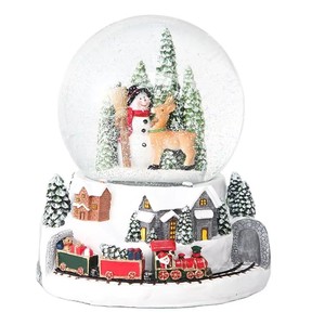 Özelleştirilebilir LED kubbe noel müzikal tren ayı su-reçine hatıra cam heykel modeli su küresi süsler sanat hediyeler - Product Image 2