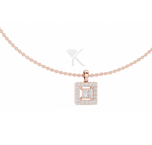 Collar Geométrico Plateado con Colgante de Diamante Natural Cuadrado Estilo Art Deco, Corte Princesa, Halo, Joyería Fina, Regalo - Product Image 4