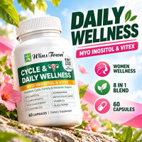 Capsules Myo-Inositol Vitex pour le bien-être féminin, soutien quotidien du cycle, D-Chiro-Inositol, Ashwagandha, Folate, CoQ10, complément alimentaire