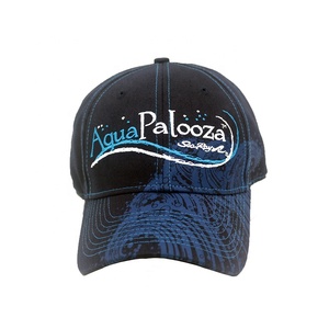 Custom Navy Blue <strong>Waves</strong> Printed 6-Panel Cotton Baseball <strong>Cap</strong> with Embroidery - Classic Logo Adjustable - Product Image 2