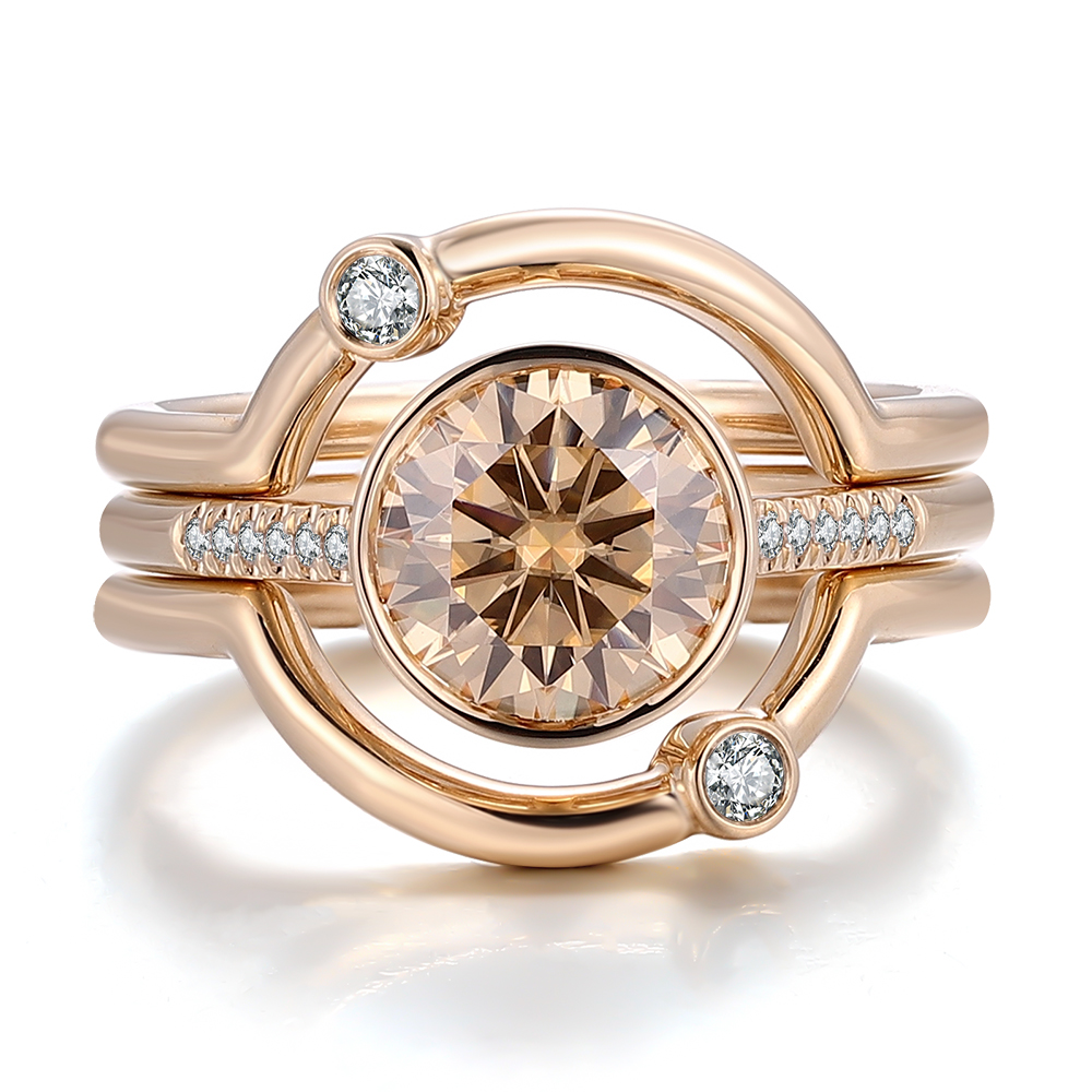 Anillo de oro macizo de 10 quilates con diamantes moissanita