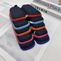 Étui à lunettes souple zippé en jean, support rectangulaire solide pour lunettes de soleil, organisateur portable, crochet de suspension coloré pour lunettes