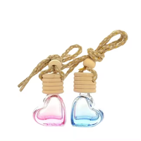 6ML forme de coeur coloré dégradé couleur bouteille aromathérapie violet bleu aromathérapie voiture parfum roseau diffuseur bouteilles en verre